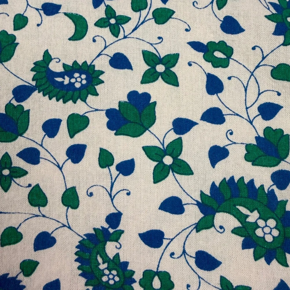 Vtg Mandala Tapestry Green White Cotton Wall Hanging Bedspread 85x90